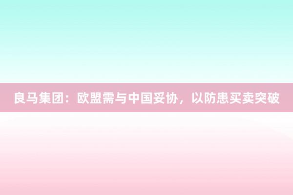 良马集团：欧盟需与中国妥协，以防患买卖突破