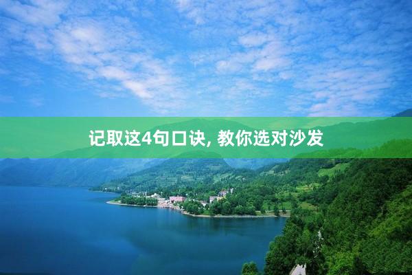 记取这4句口诀, 教你选对沙发