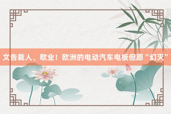 文告裁人、歇业！欧洲的电动汽车电板但愿“幻灭”