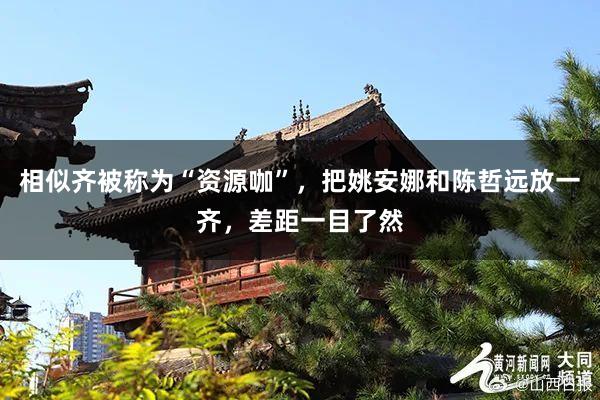 相似齐被称为“资源咖”，把姚安娜和陈哲远放一齐，差距一目了然