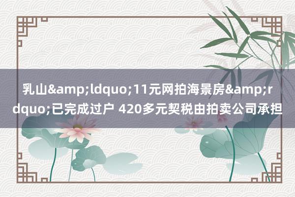 乳山&ldquo;11元网拍海景房&rdquo;已完成过户 420多元契税由拍卖公司承担