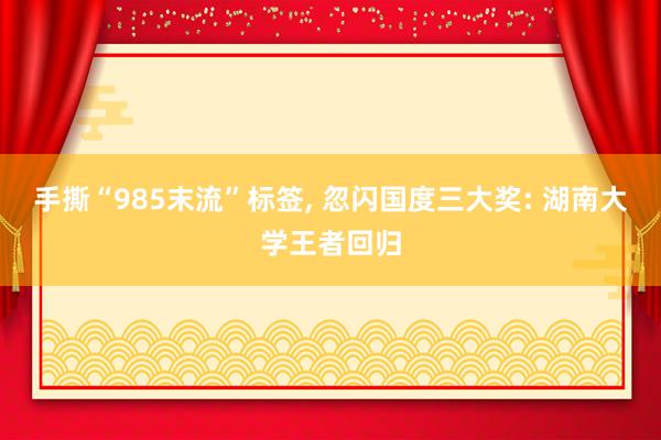 手撕“985末流”标签, 忽闪国度三大奖: 湖南大学王者回归